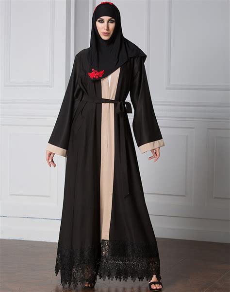 free shipping s xl muslim islamic lace dress long vintage tunic robe women long sleeve dubai