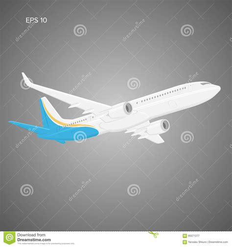Modern Twin Engine Jet Airliner Vector Illustration Large Commercial