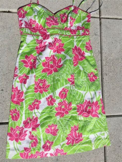 Lilly Pulitzer Frog And Lily Pad Pink And Green Sundress Spaghetti Strap Sz8 Ebay