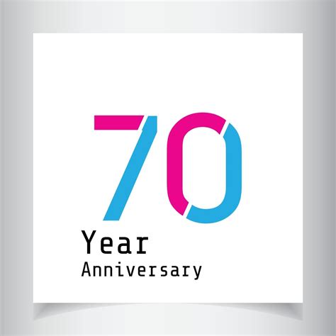 70 Years Anniversary Celebration Pink Blue Color Vector Template Design