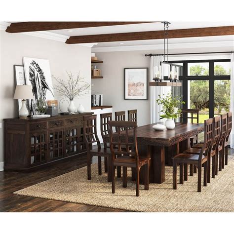 Dallas Ranch Rustic Solid Wood Double Pedestal Dining Table Set