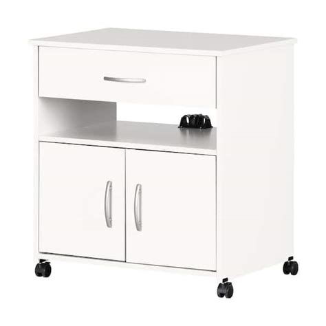 South Shore Axess Pure White Microwave Cart With Storage 10012 The