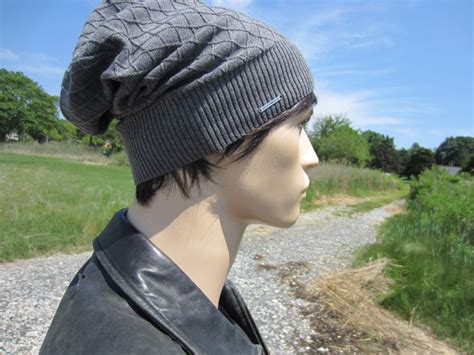 Mens Knit Hat Slouchy Beanie Lightweight Summer Cotton Etsy