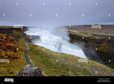 Gullfoss Is An Amazing Waterfall Located In The Canyon Of Hvita River