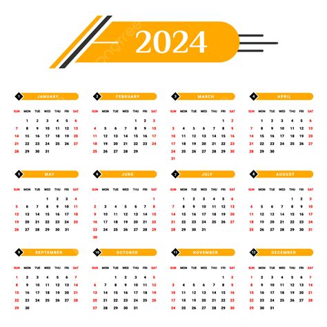 2024 Calendar With Yellow And Black Geometric Style Calendar Calendar