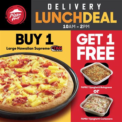 The set menu is changed regularly, so you will definitely find something to enjoy up to 50% off on lunch. Pizza Hut Delivery Lunch Deal - Oct. 22-26, 2018 - Proud ...