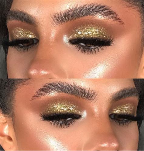 Glitter Eyeshadow Gold Gold Eyeshadow Looks Bronze Makeup Look Dark
