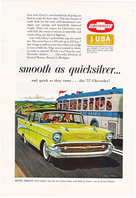 Vintage Ad For A 1957 Chevrolet With An Illustration By Chas