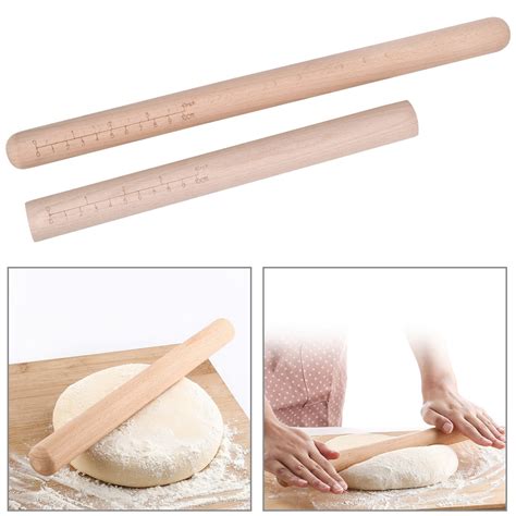 38cm30cm Non Stick Wooden Rolling Pin With Scale Noodle Pizza Cake