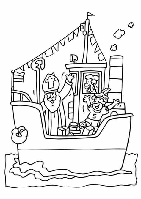 Begin de gymles met het uittrekken van de kleren op rijm. Coloring page Saint Nicholas on his boat - img 6544. Images