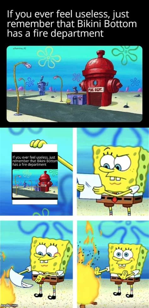 image tagged in spongebob burning paper memes funny imgflip