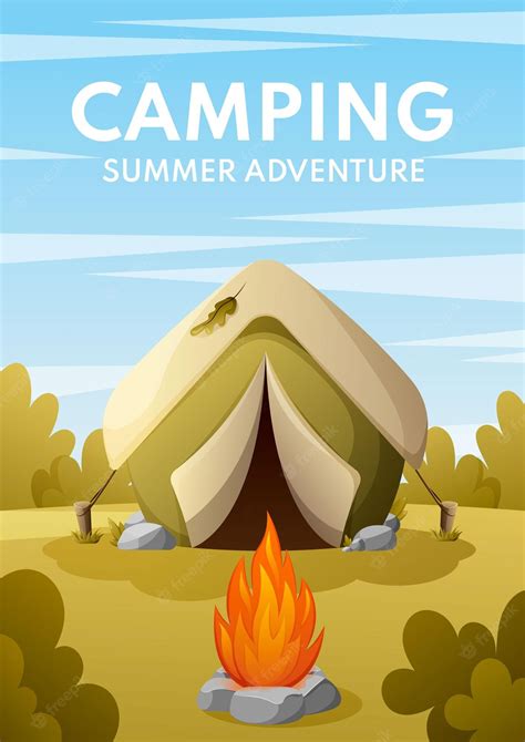 Camping été Aventure Flyer Loisirs De Plein Air Avec Illustration