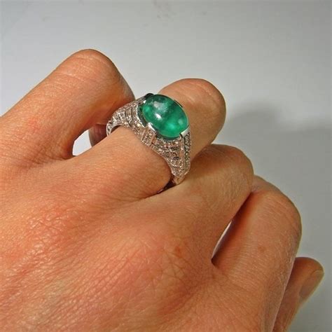Large Emerald Ring Natural Emerald Engagement Ring Unique Etsy
