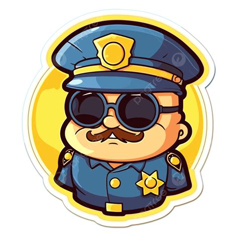 Sticker Of A Police Officer In Sunglasses Vector Clipart Sticker