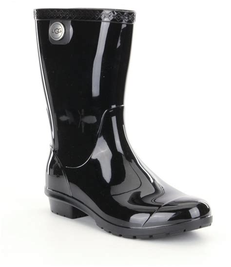 Ugg ® Sienna Rubber Shearling Lined Glossed Waterproof Rain Boots In