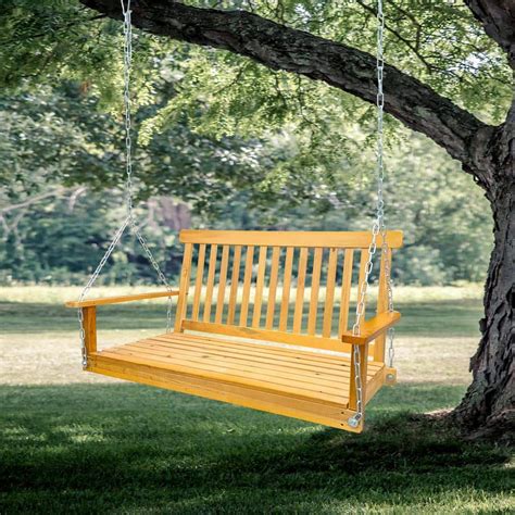 2815 In Wood Front Porch Swing With Armrests Bench Swing With Hanging