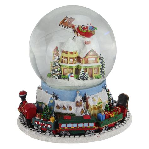 Northlight Musical Revolving House With Santa And Train Christmas Snow