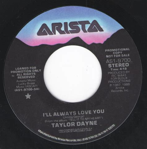 Taylor Dayne Ill Always Love You 1988 Vinyl Discogs