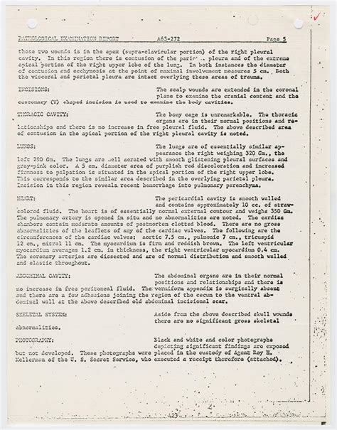 Autopsy Report For John F Kennedy Page 9 Of 14 The Portal To Texas History