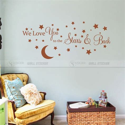 We Love You To The Stars And Back Moon Quote Vinyl Wall Sticker Decal