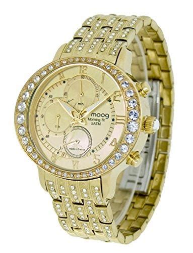 moog paris morning fit women men chronograph watch with gold dial