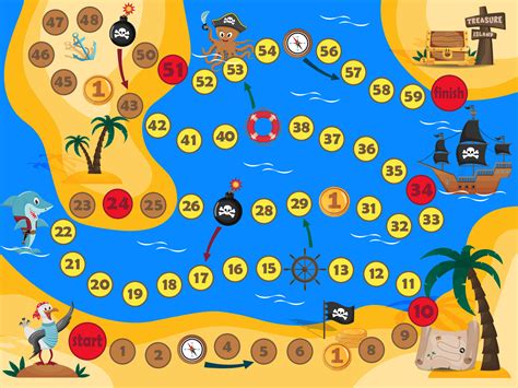 Pirate Board Game For Kids Vector Illustration Of A Board Game For