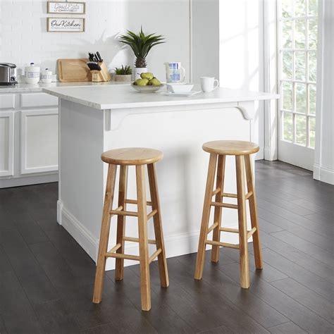 Mainstays Natural Wood Backless Bar Stool Fully Assembled 29 High