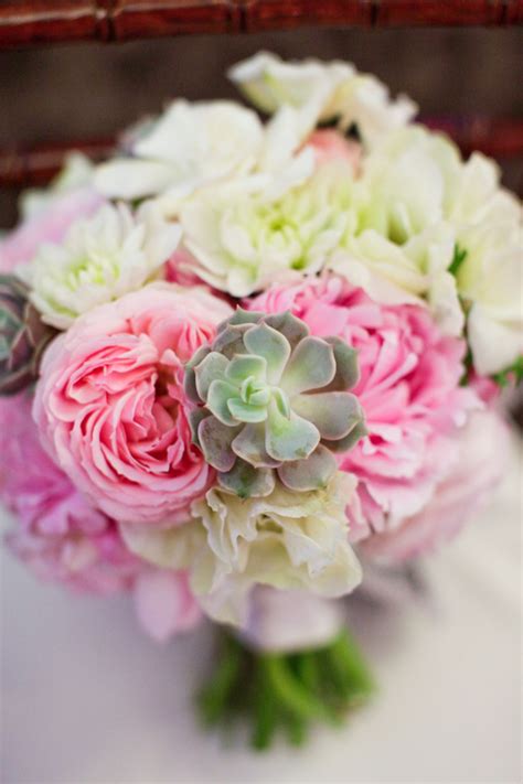 Maybe you would like to learn more about one of these? Pink and Cream Flowers and Succulents in Bouquet ...