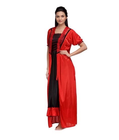 Buy Fashigo Black And Red Satin Nighty And Night Gowns Pack Of 2 Online At Best Prices In India