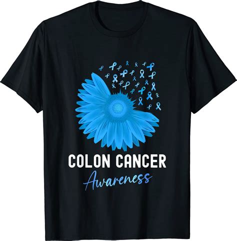 Colon Cancer Awareness Colorectal Cancer Blue Sunflower Tee Shirt