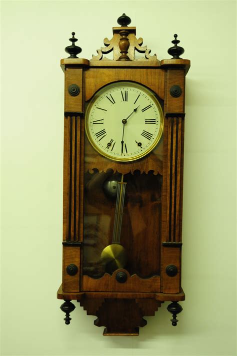 Edwardian Anglo American Mahogany Cased Wall Clock Strikes On The Hour