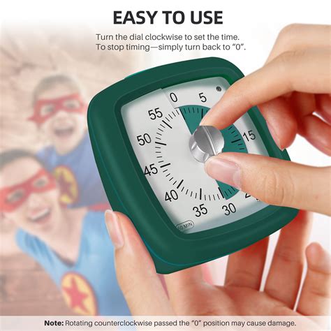 Secura 60-Minute Visual Timer, Silent Study Timer for Kids and Adults