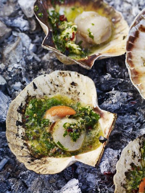 Scallops Cooked In Their Shells With Parsley Garlic Fennel Seed