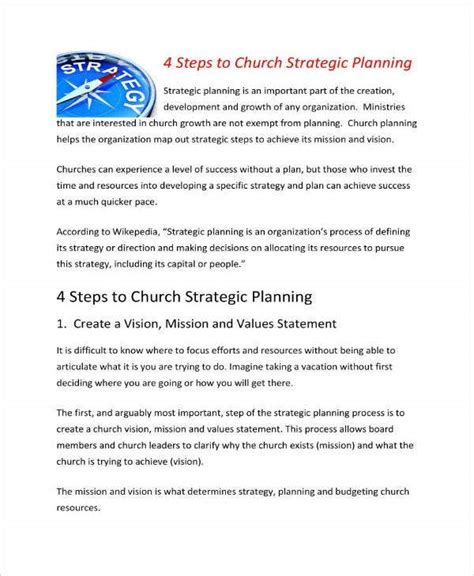 13 Church Strategic Plan Templates Pdf Word