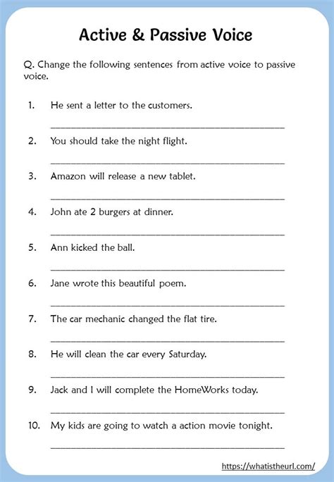 The Worksheet For Active And Passive Voice