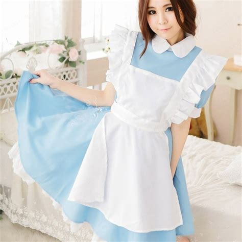 Elegant Blue Maid Costume For Alice In Wonderland Cosplay And Stage