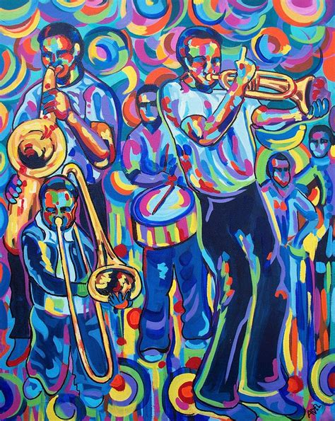 New Orleans Street Jazz Painting By Elaine Cummins