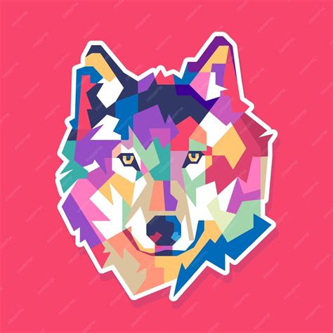 Premium Vector Colorful Wolf Pop Art Portrait Design
