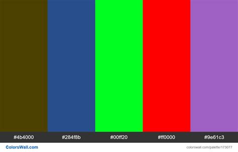 Worst Color Palette 4b4000 284f8b 00ff20 Colorswall