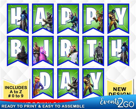 Fortnite Birthday Banner Printables For Instant Party Decorations