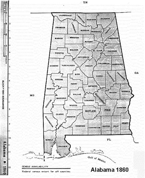 Map Of Alabama In 1860 — Alabama Genealogy