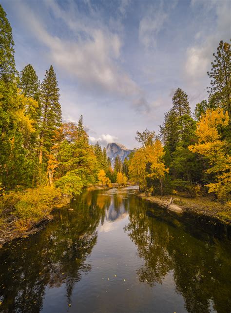 Yosemite Autumn Sentinel Bridge Half Dome Reflections Merc Flickr