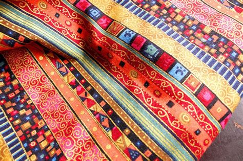 Vintage Bohemian Style Colorful Stripe Linen Cotton Fabric For Etsy