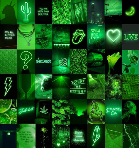 Neon Green Aesthetic Photo Wall Collage Kit Etsy Australia