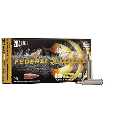 Federal V Shok 204 Ruger 40gr Ballistic Tip Rifle Ammo 20 Rounds