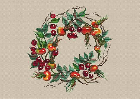 rose-ship-wreath-cross-stitch-pattern-pdf-embroidery-design-etsy-cross-stitch,-cross-stitch