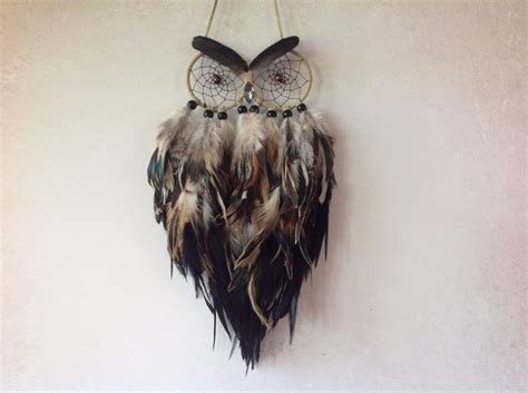 Made To Order Cream And Black Multi Feather Owl Dreamcatcher Large