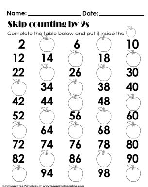 Skip Counting By 2s - Math Worksheet