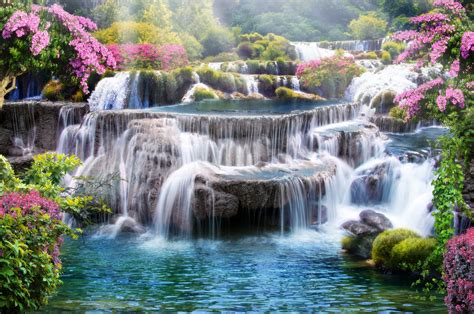 Tropical Waterfall Betoverend Fotobehang Photowall