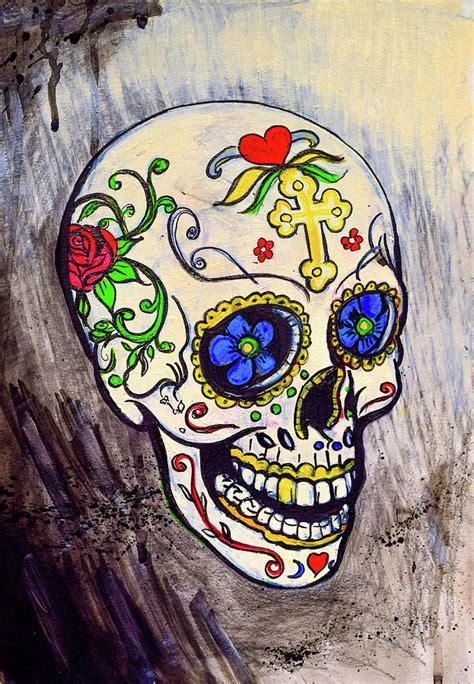 Mexican Sugar Skull Painting By Stephen Humphries Pixels